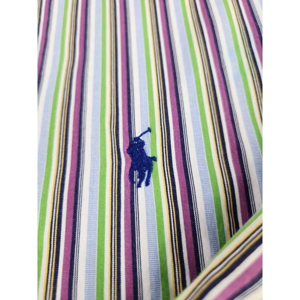 Vintage‎ Polo Ralph Lauren 17.5 XL Bright Shirt Striped Oxford Shirt Spring!